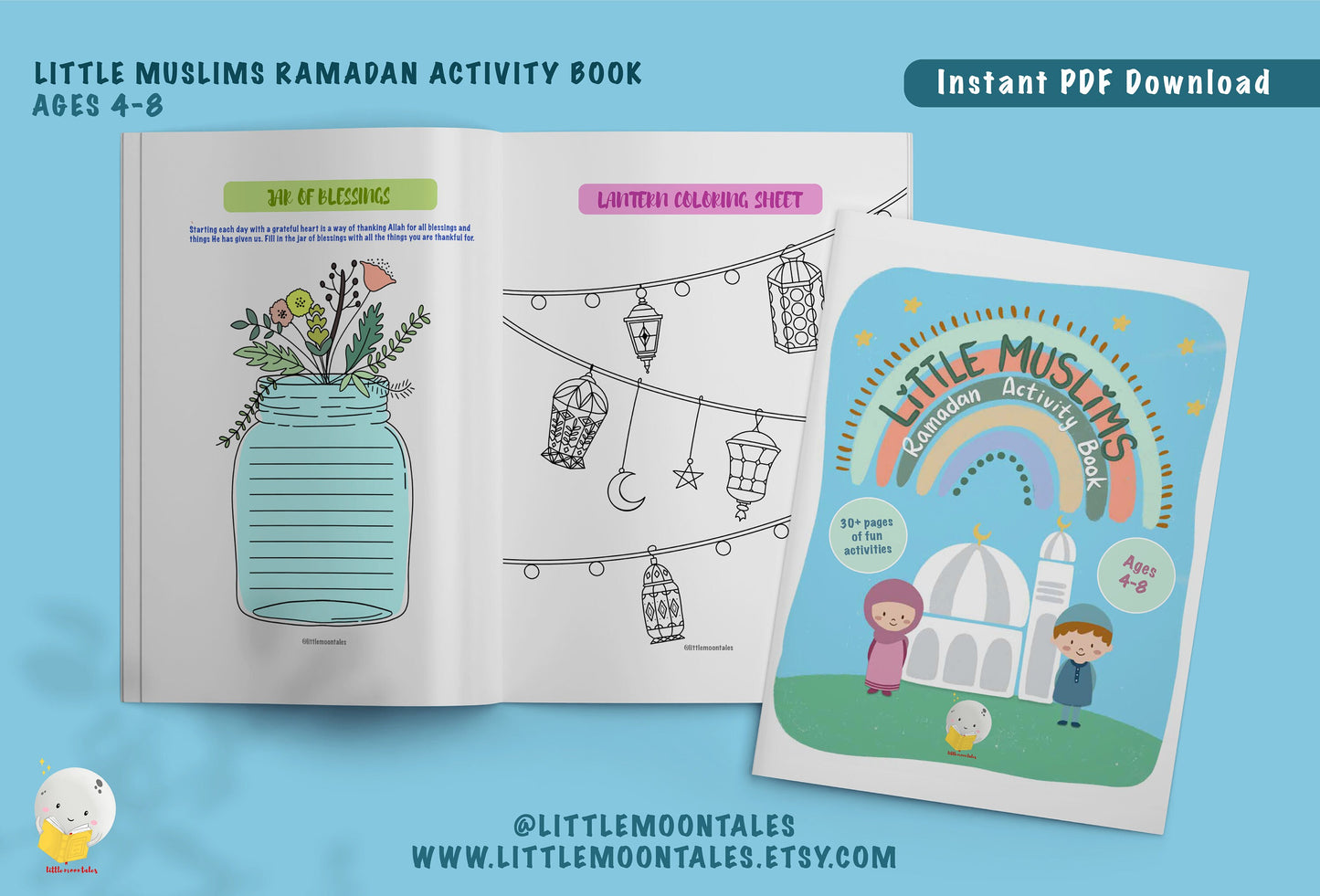 Ramadan Activity Book for Little Muslims | DIGITAL DOWNLOAD ONLY Ages 4-8 | 30 Activities,  Printable, Muslim, Kids, Islam, Eid, Ramadan