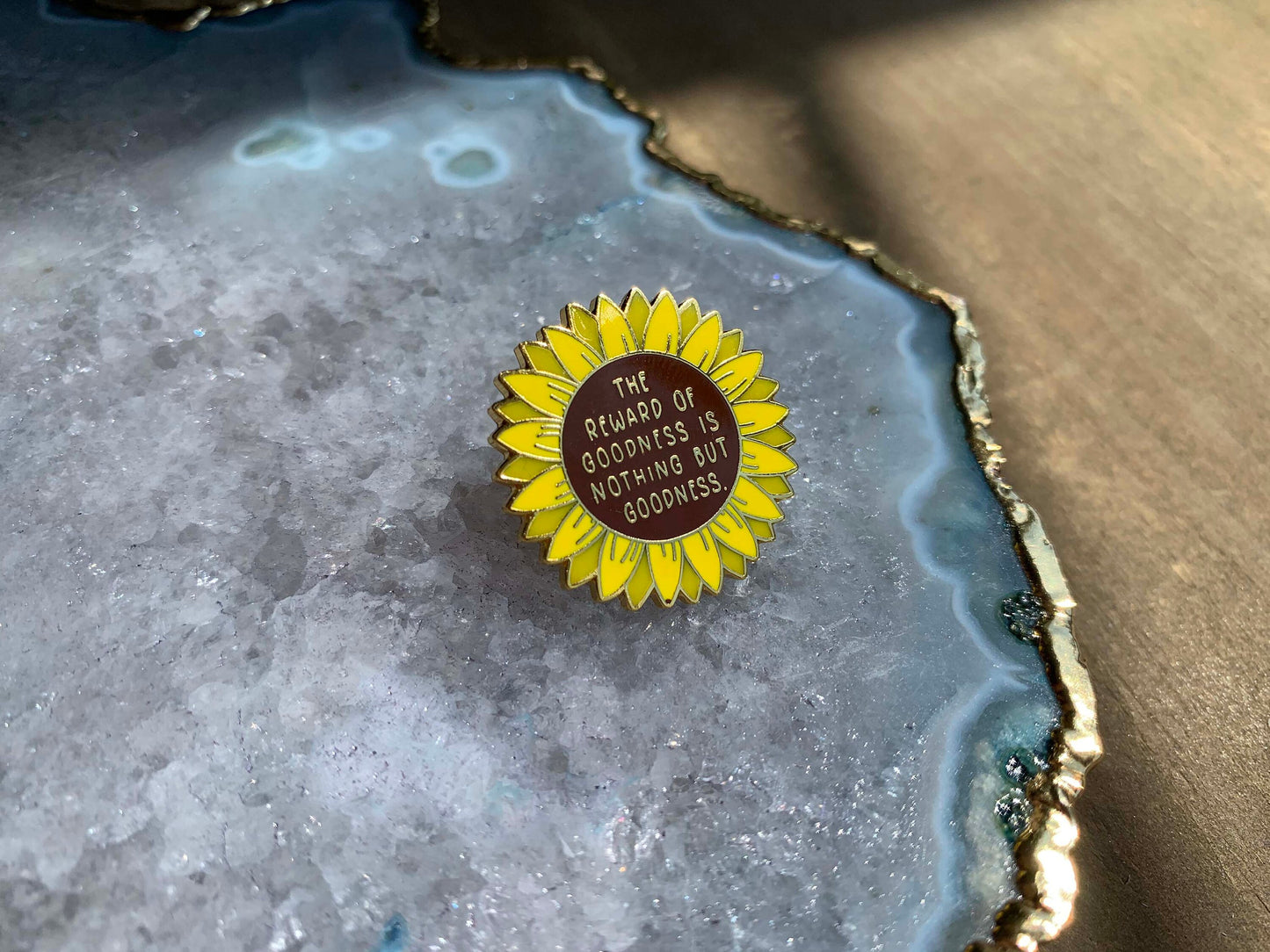 Reward Enamel Pin  | The Reward of Goodness Enamel Pin | 18K Gold Plating, Lapel Pin, Collectible Pin, Islamic Gifts, Sunflower Pin