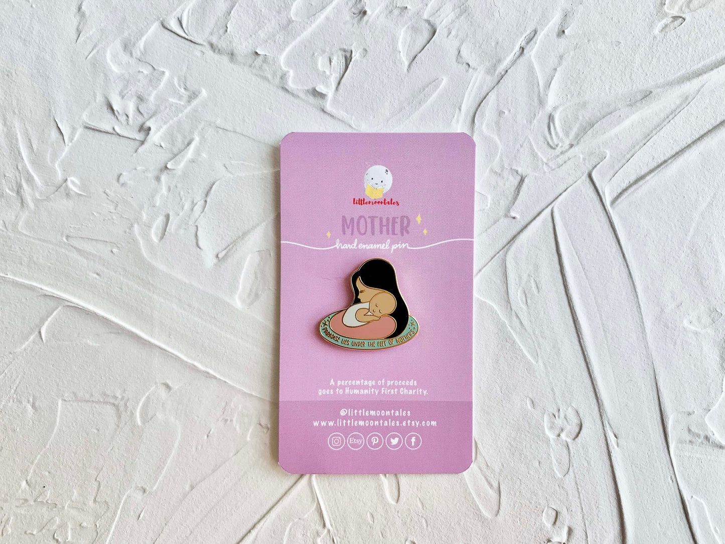 Mother, Mom, Umm, Ammi Enamel Pin  | Paradise Lies Under the Feet of Mothers | 18K Gold Plating, Lapel Pin, Collectible Pin, Islamic Gifts