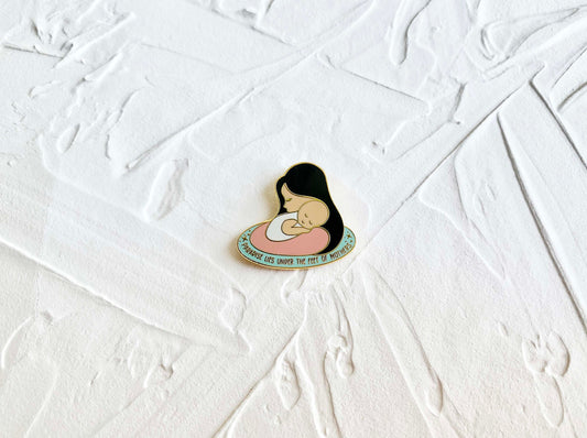 Mother, Mom, Umm, Ammi Enamel Pin  | Paradise Lies Under the Feet of Mothers | 18K Gold Plating, Lapel Pin, Collectible Pin, Islamic Gifts