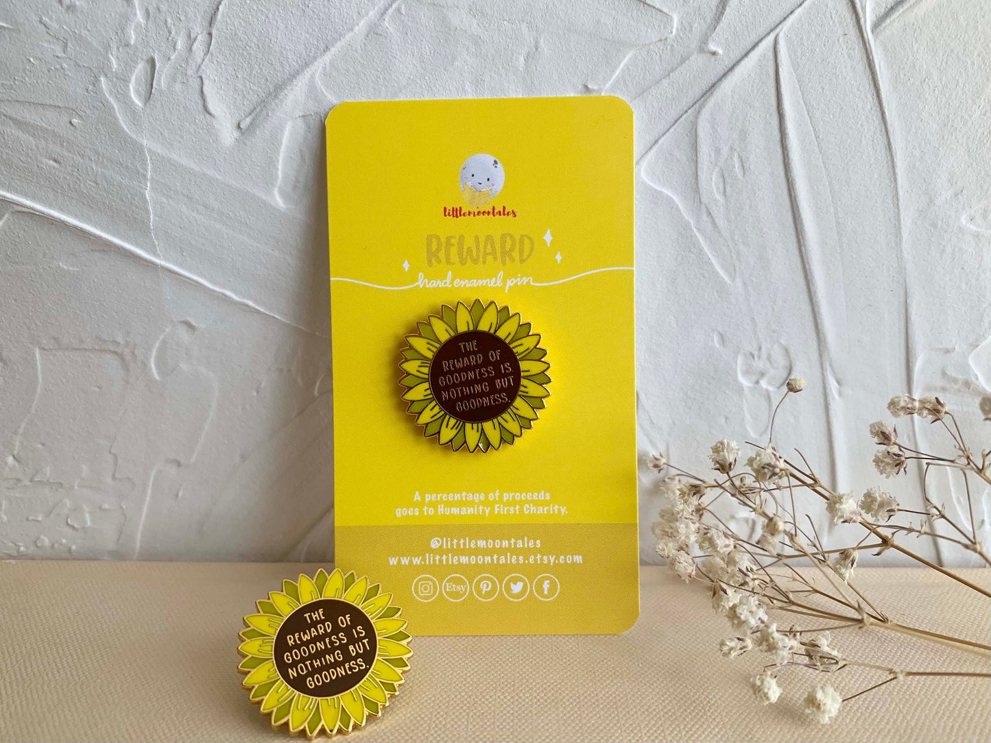 Reward Enamel Pin  | The Reward of Goodness Enamel Pin | 18K Gold Plating, Lapel Pin, Collectible Pin, Islamic Gifts, Sunflower Pin