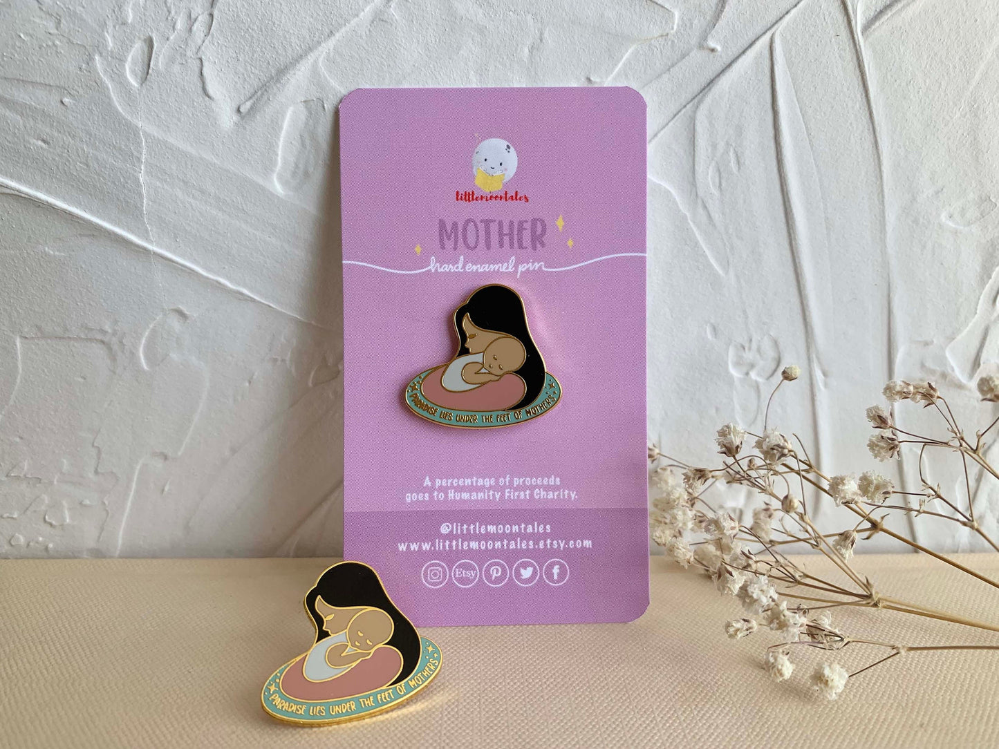 Mother, Mom, Umm, Ammi Enamel Pin  | Paradise Lies Under the Feet of Mothers | 18K Gold Plating, Lapel Pin, Collectible Pin, Islamic Gifts