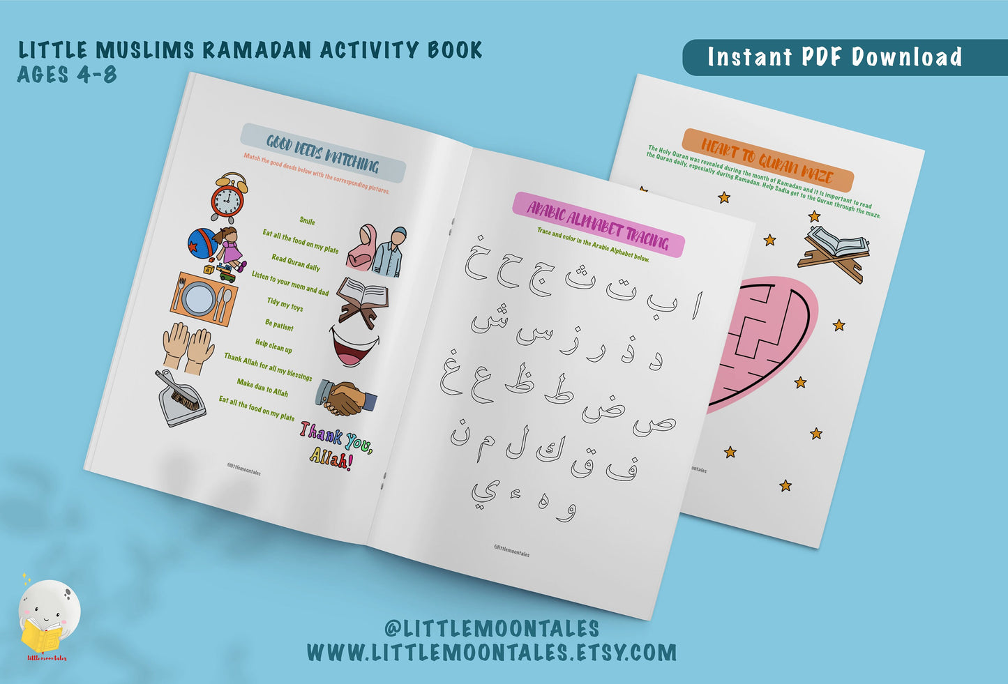 Ramadan Activity Book for Little Muslims | DIGITAL DOWNLOAD ONLY Ages 4-8 | 30 Activities,  Printable, Muslim, Kids, Islam, Eid, Ramadan