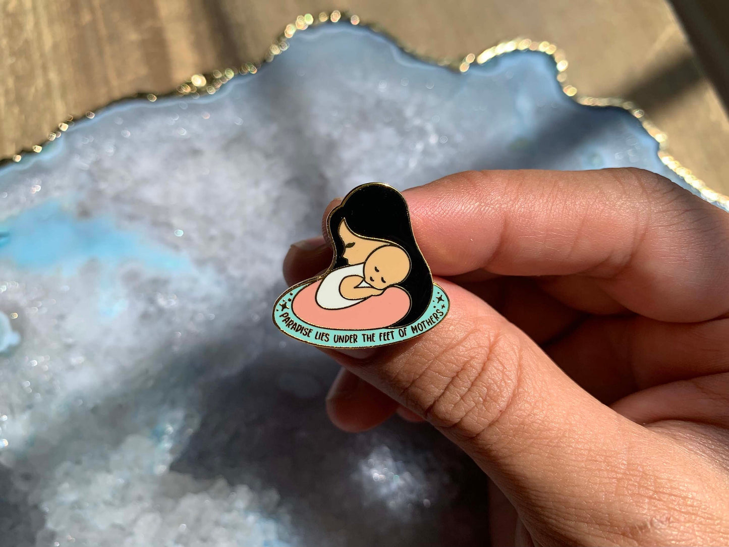 Mother, Mom, Umm, Ammi Enamel Pin  | Paradise Lies Under the Feet of Mothers | 18K Gold Plating, Lapel Pin, Collectible Pin, Islamic Gifts