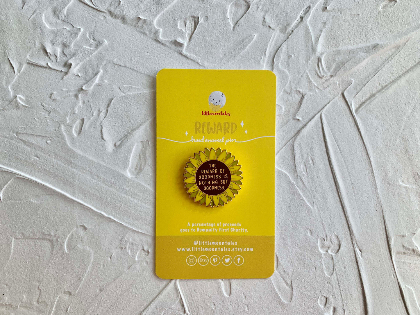 Reward Enamel Pin  | The Reward of Goodness Enamel Pin | 18K Gold Plating, Lapel Pin, Collectible Pin, Islamic Gifts, Sunflower Pin