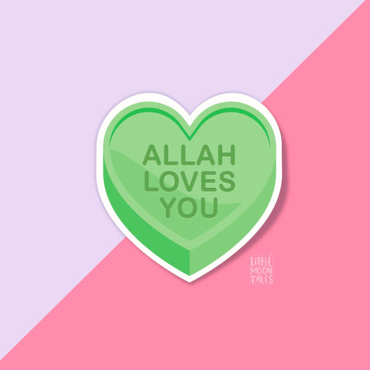 "Allah Loves You" Candy Heart Sticker